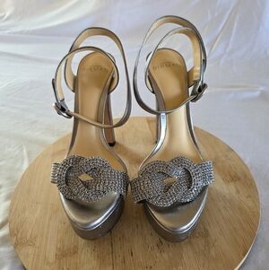 Alexandre Birman | Vicky Metallic Crystal Platform Sandal